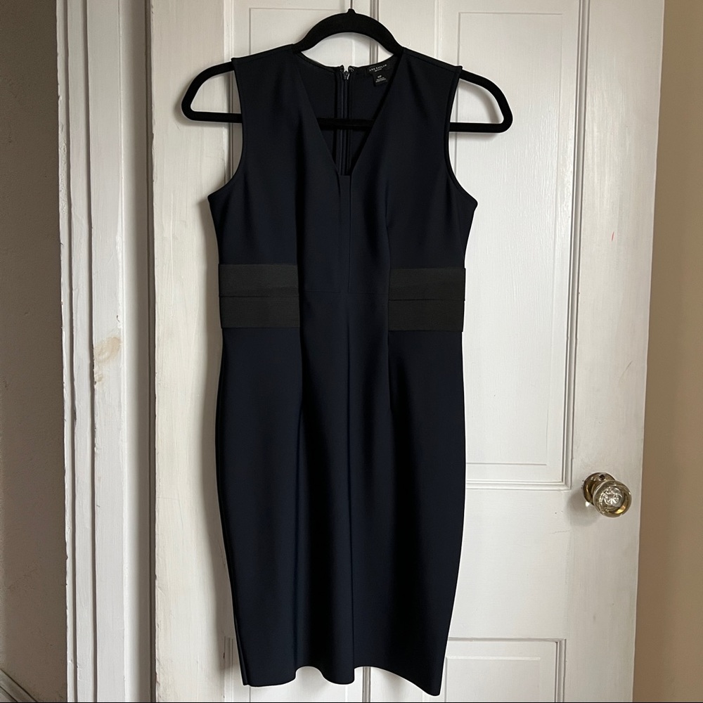 Ann Taylor navy and black sheath dress 0P